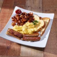 3 any Way · 3 eggs cooked to order with a choice of meat and toast. Served with herb-roasted red potatoe...