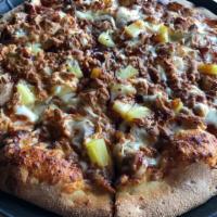 The Boss Hawg  Pizza · BBQ sauce. Pulled pork, pineapple, onion, mozzarella and pepper jack.