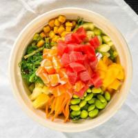 Create Your Own Poke Bowl · Choose a base, proteins, mix-ins, toppings and dressings.