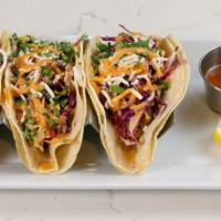 (3) Spicy Fish Tacos (GF) · Your choice of grilled or fried fish, green & red cabbage, pico de gallo, cilantro, roasted ...