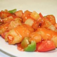 Chicken Sweet and Sour · Sweetened sauce with  vinegar base.