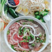 Beef Pho (cooked & raw beef) · Rare beef eye round and well-done beef shank thinly sliced. Comes with beansprout, scallion,...