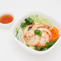 Shrimps Rice Bowl · Shrimps with hoisin sauce on white rice bowl comes with lettuce, tomato, cucumber, cilantro,...