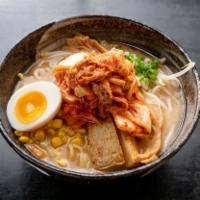 5. Kome Miso Kimchi Ramen · Kome miso, pork and chicken-based soup. Topped with kimchi, ground pork, bean sprouts, cabba...