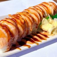Baked Salmon Roll · Inside: Imitation Crab, Avocado
Outside : EEL Sauce, Spicy Mayo
