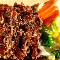 Beef Teriyaki Plate · Marinated or glazed in a soy based sauce. 