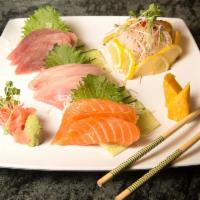 A3. Sashimi Sampler · 5 pieces of assorted raw fish or you can pick your own