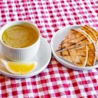 Homemade Lentil Soup · Homemade lentil soup serves with pita bread. Small bowl. Gluten-free. Vegetarian.