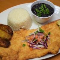 10. Empanizado Special with Rice, Beans, and Plantains · Chicken,steak,pork or Fish