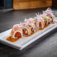 Aloha Roll · In: spicy tuna. Out: albacore and avocado.