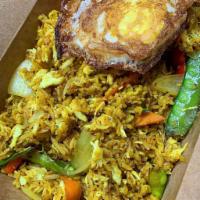 YELLOW CURRY FRIED RICE  · Yellow curry powder with carrots, onions, bell peppers, snow peas and beansprouts.
