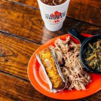 Small Pulled Pork Platter · Small Portion of Pork with 2 Sides
