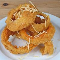 Onion Rings · Deep-fried goodness on a plate.  Served with a chipotle ranch dipping sauce