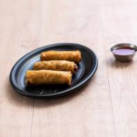 3 Egg Rolls · Deep fried hand wrapped rolls with pork, celeries, carrots and water chestnuts with sweet an...