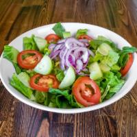 Casa Salad  · Our house salad! Romaine lettuce, Roma tomato, red onion and cucumbers. Served with choice o...