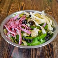 Against-Pasta Salad  · Ciao Bella! Romaine, red onion, cucumber, black olive, green bell pepper, roasted artichoke,...