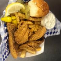 Red Snapper Lunch · Includes 3 Pieces of Fish, 1 Side Order, 2 Hush Puppies, 1 Sweet Hawaiian Dinner Roll, and 1...