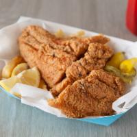 Catfish Filet Dinner · Dinner Includes 4 Pieces of Fish, 2 Sides, 3 Hush Puppies, 1 Sweet Hawaiian Dinner Roll, and...