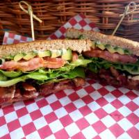 CBLAT Sandwich · This BLT is made special with candied bacon and avocado piled high on our toasted cart made ...