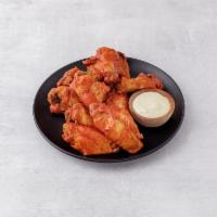 Wings · Fresh jumbo wings! Buffalo or BBQ with side blue cheese.