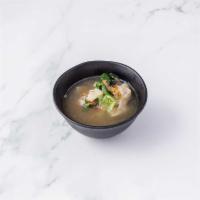 Wonton Soup · A popular clear soup with chicken or vegetable dumplings.
