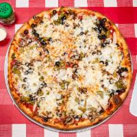 Veggie Pizza · Mushrooms, onions, green peppers, and olives are loaded on our NY style pizza to make it our...