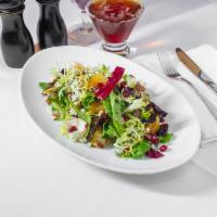 Pear Salad · mixed greens, frisée, pecans, dried cranberry, blue cheese, white balsamic vinaigrette