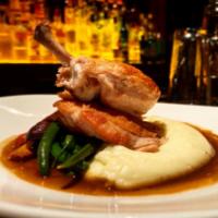 Roast Free Range Organic Chicken · Carrots, String Beans and Mashed Potatoes, au jus.