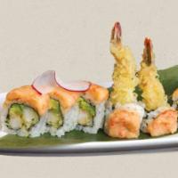 American Dream Roll · Shrimp tempura with avocado, topped with lobster salad.