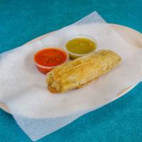 Verde de Queso Tamale~Spicy Cheese tamale · Homemade traditional Jalepeno and cheese tamale in salsa verde. Wrap in corn husk. Comfortab...