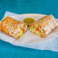 Burrito de Vegetariano · Vegetarian burrito. Served on a flour tortilla with beans, rice, cheese, onions, tomatoes, l...