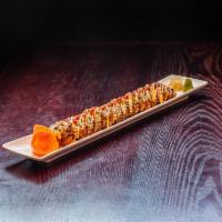 Thursday Roll · Spicy. Fried. Tuna, salmon, crabstick, avocado, cream cheese, topped with unagi sauce, spicy...