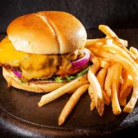 242 Pub Burger · Served with lettuce, tomato, onion, and pickles on a white or sweet jalapeno bun.