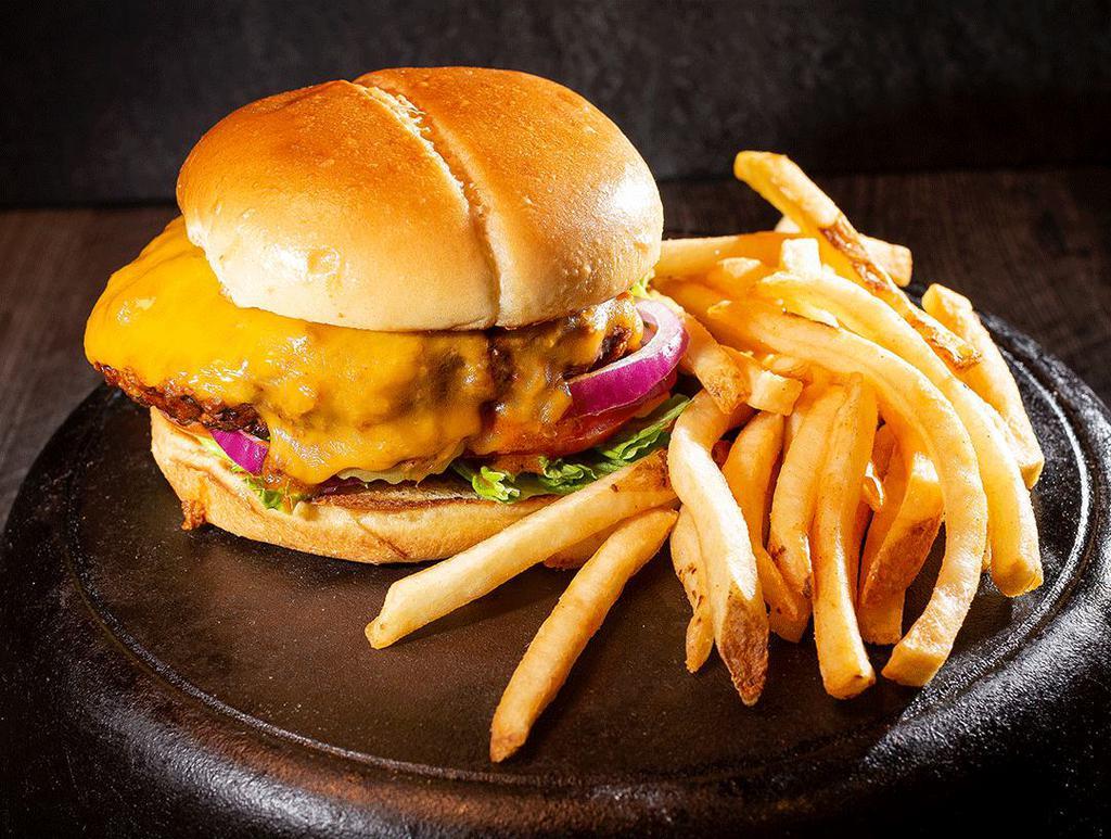 242 Pub Burger · Served with lettuce, tomato, onion, and pickles on a white or sweet jalapeno bun.