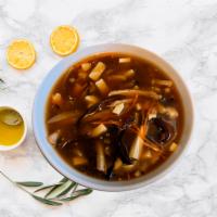 17. Hot and Sour Soup · Mushroom, soy chicken, tofu and carrots in spicy and sour broth. 
