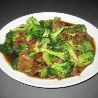 Beef with Broccoli · Sliced beef sautéed with fresh broccoli in our chef's special sauce. Does not include rice.