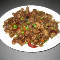 Szechuan Beef · Battered beef blended with our chef's special hot sauce. Does not include rice.