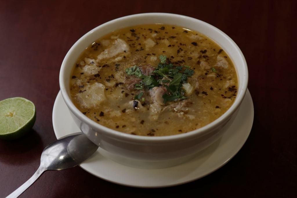 Pozole Blanco de Puerco (32 oz) · Soup with Pork and White Corn. Not spicy.