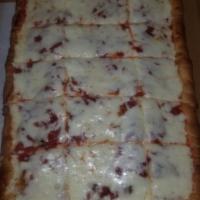 Sicilian Cheese Pizza · Mozzarella cheese pizza.