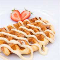 Cinnalove Waffle · House made cream cheese frosting and cinnamon butter.