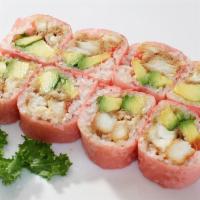 Chilean Sea Bass Roll · Marinated sea bass and avocado with soy bean seaweed.