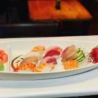 Regular Sushi and Sashimi · 8 pieces of sushi and 8 pieces of sashimi.