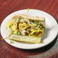 Veggie Sub · Lettuce, tomato, onion, mushrooms, green peppers, banana peppers, and Greek dressing (cheese...