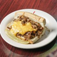 Philly Steak and Cheese Sub · Grilled steak, onions, mushrooms, cheese whiz, and mayo.