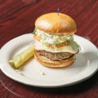 Sam's Burger · Canadian bacon, jalapeno peppers, provolone cheese, lettuce, tomato, and mayo.