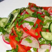 Spring Salad with Olive Oil · Tomato, cucumber, radishes, green onions, fresh herbs
