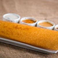 Plain Dosa · Rice and lentil crepe served with chutneys and sambar