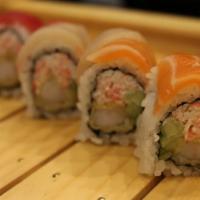 Favorite Roll · Inside: shrimp tempura, crabmeat, cucumber. Top: tuna, salmon, white fish, spicy mayo, eel s...