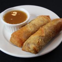 2 Egg Rolls · Crispy deep fried rice wrapper stuffed with thin vermicelli noodles, carrots and cabbage.