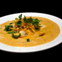 Panang · Red curry with bell peppers, Thai basil, coconut milk, and spicy cream sauce.